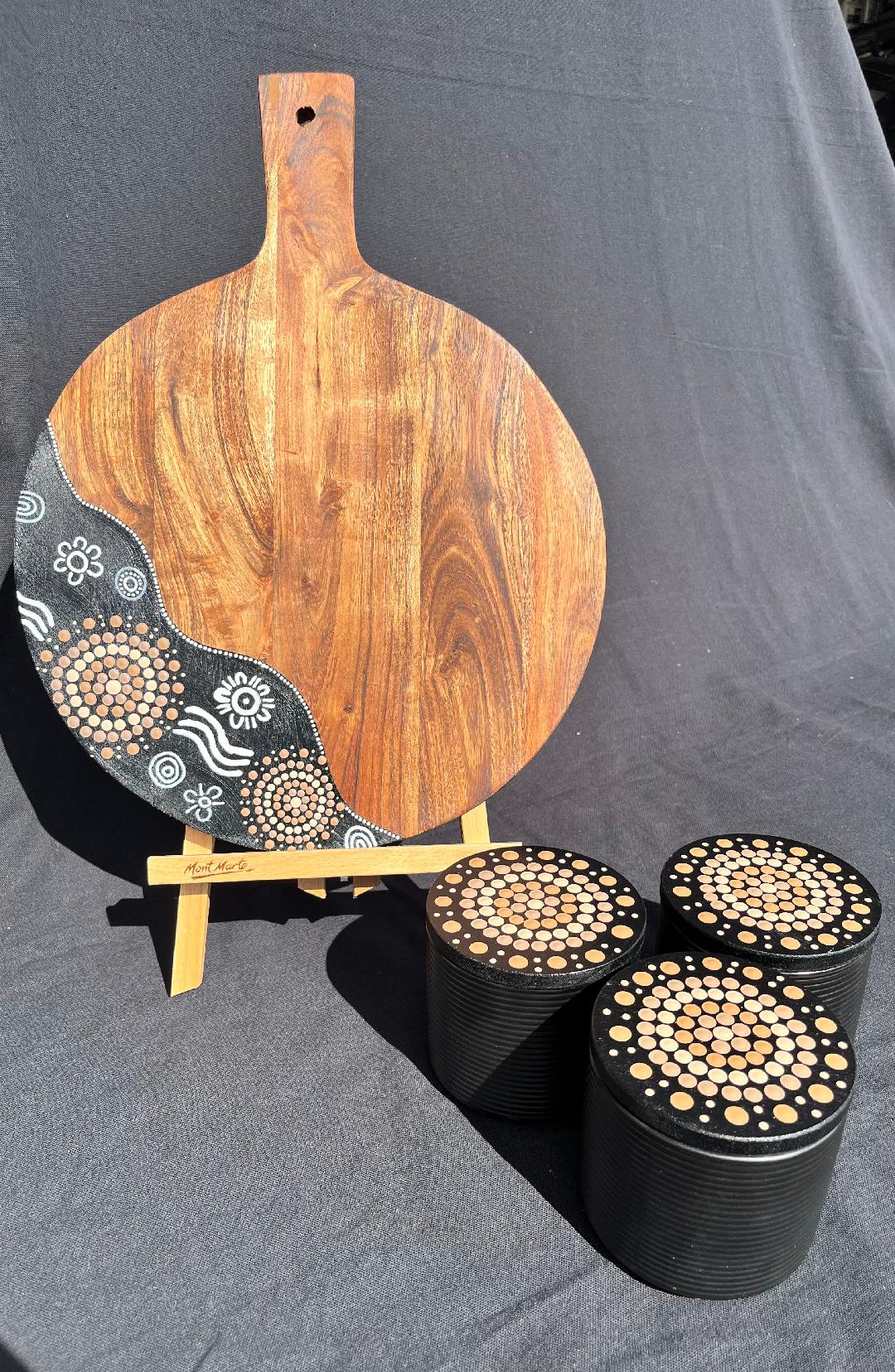 Brown canister & cutting board set