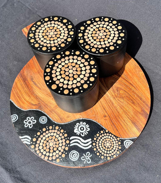 Brown canister & cutting board set